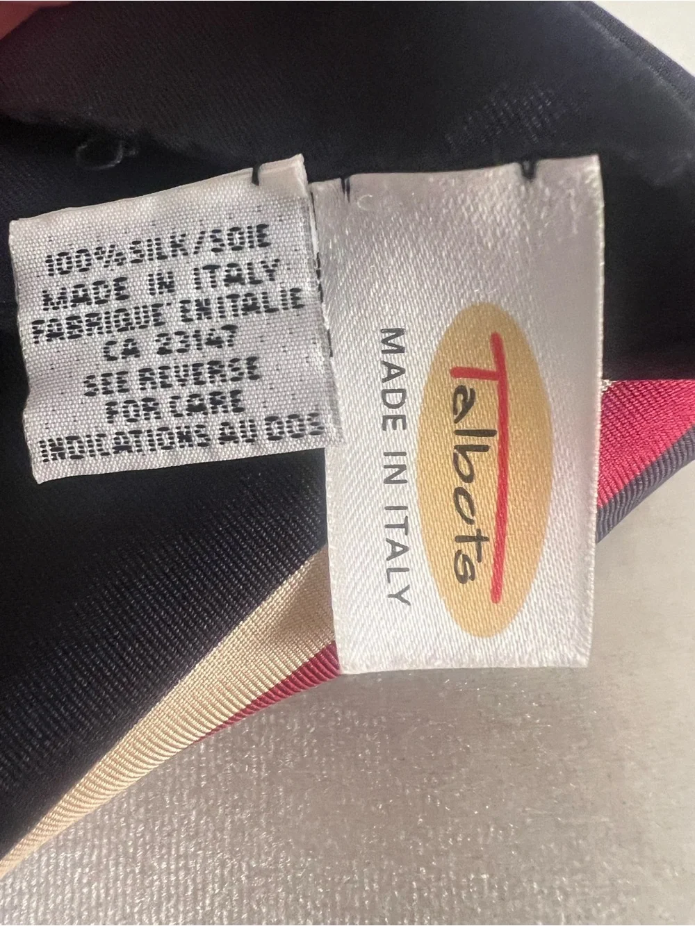 Talbots 100% Silk Navy Maroon Cream Classic Polished Quiet Luxury Neck Scarf